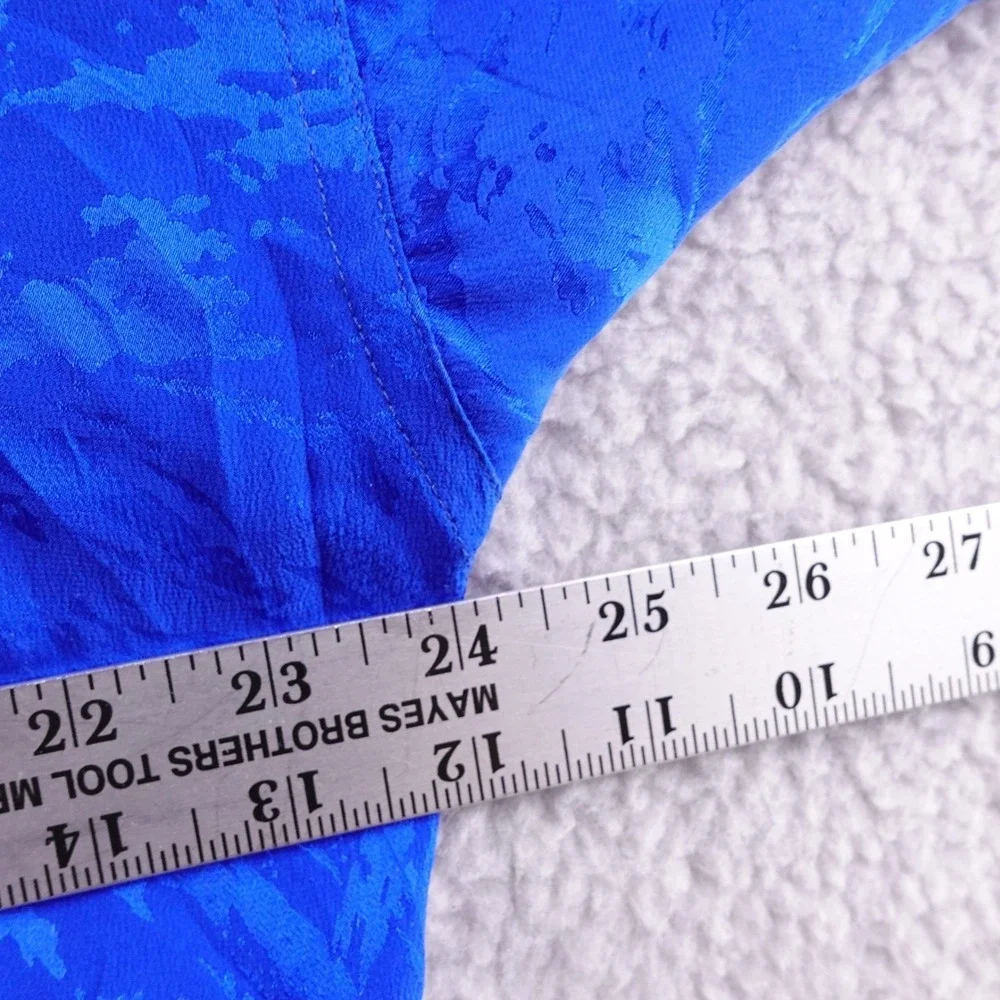 Vintage Levino Verna Silk Jacquard Pant Suit Set Royal Blue Women's M Designer - Picture 5 of 13